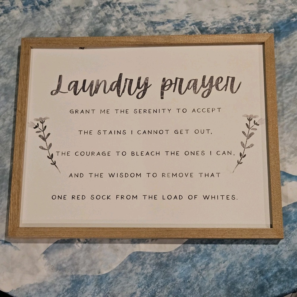 Laundry Prayer Farmhouse Wood Framed Wall Sign Laundry Room Decor‎